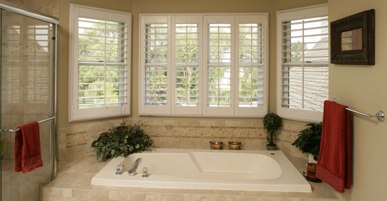 Plantation shutters in Dover bathroom.